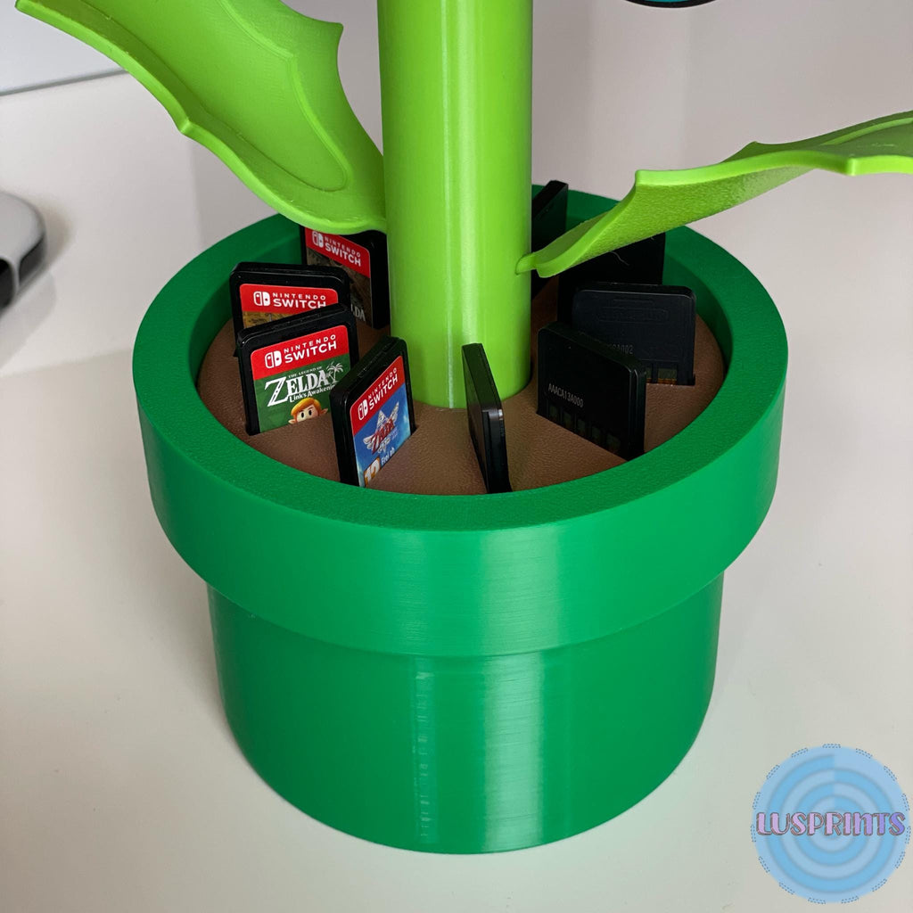 Detailaufnahme Retro Pflanze JoyCon Halter, 3D-gedruckt aus PLA+, handgemachtes Switch Zubehör