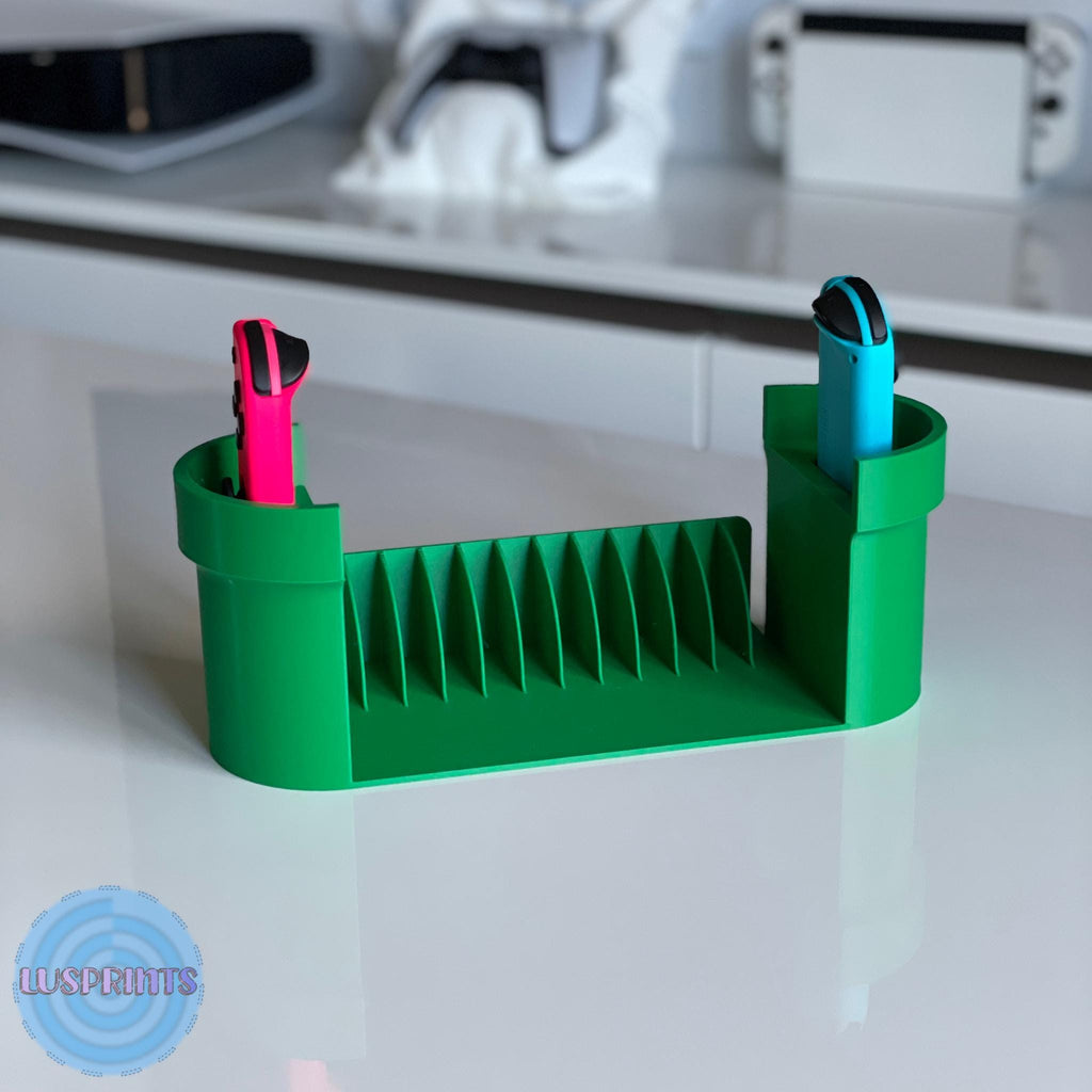 Switch Spielehalter + Joy - Con Halter Organizer im coolen Rohr - Design - Printaztik
