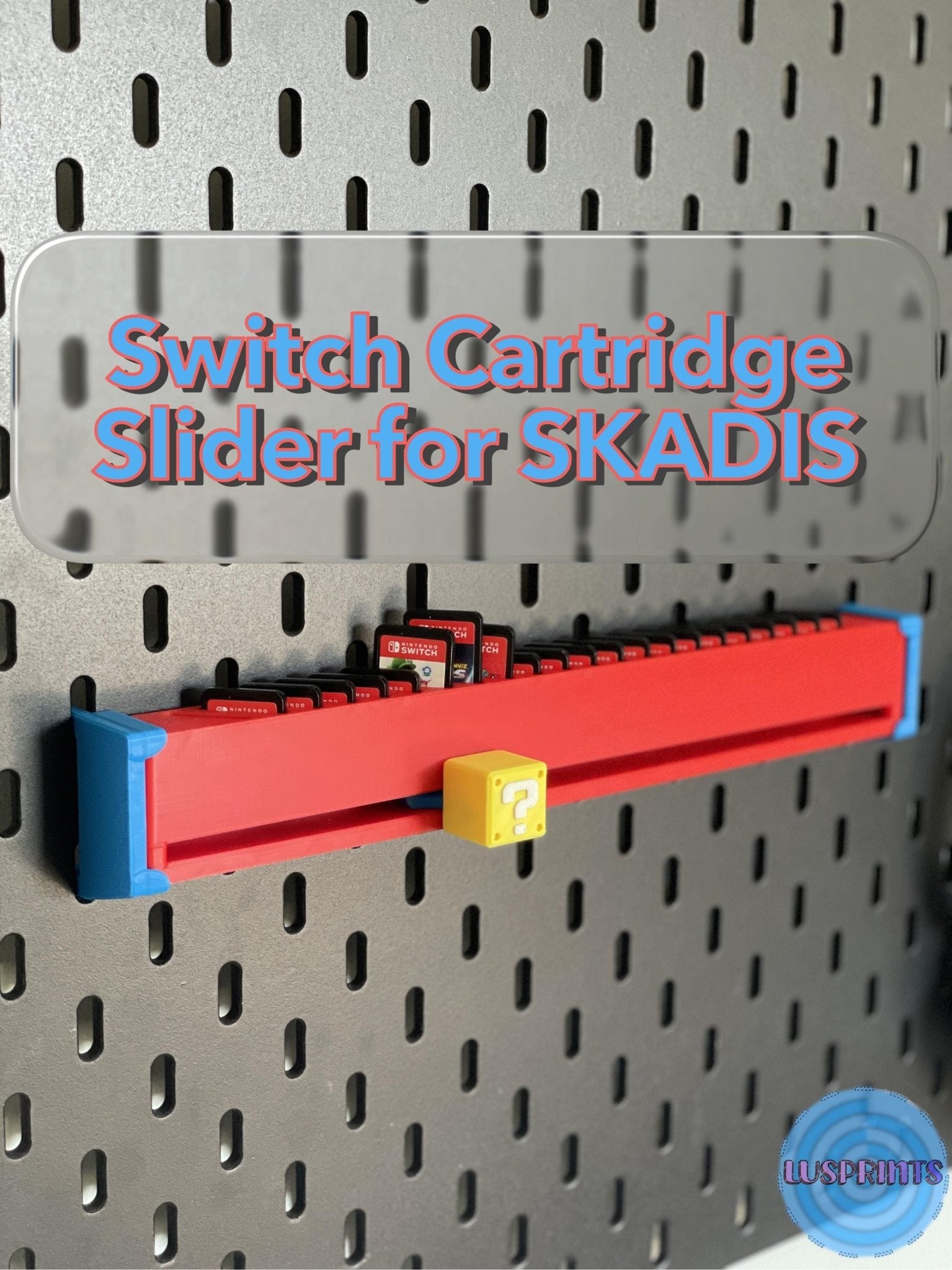 Nintendo Switch Spielhalter für IKEA SKADIS | 3D-gedruckter Cartridge Slider | Wandhalterung Gaming Deko | Switch Spiele Organizer