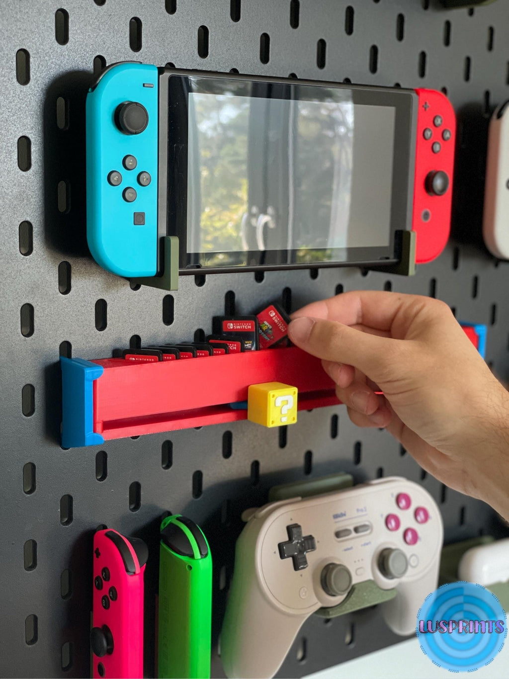 Nintendo Switch Spielhalter für IKEA SKADIS | 3D-gedruckter Cartridge Slider | Wandhalterung Gaming Deko | Switch Spiele Organizer