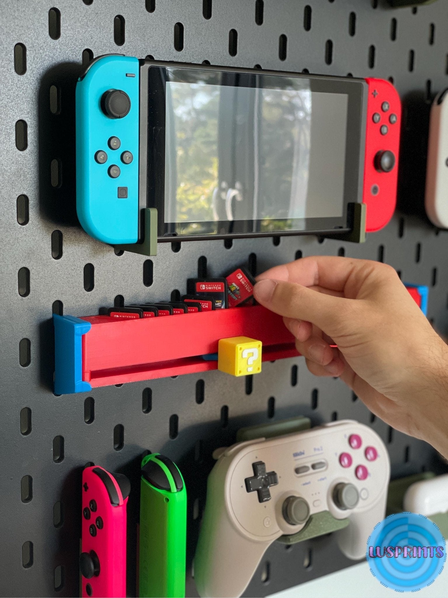 Nintendo Switch Spielhalter für IKEA SKADIS | 3D-gedruckter Cartridge Slider | Wandhalterung Gaming Deko | Switch Spiele Organizer