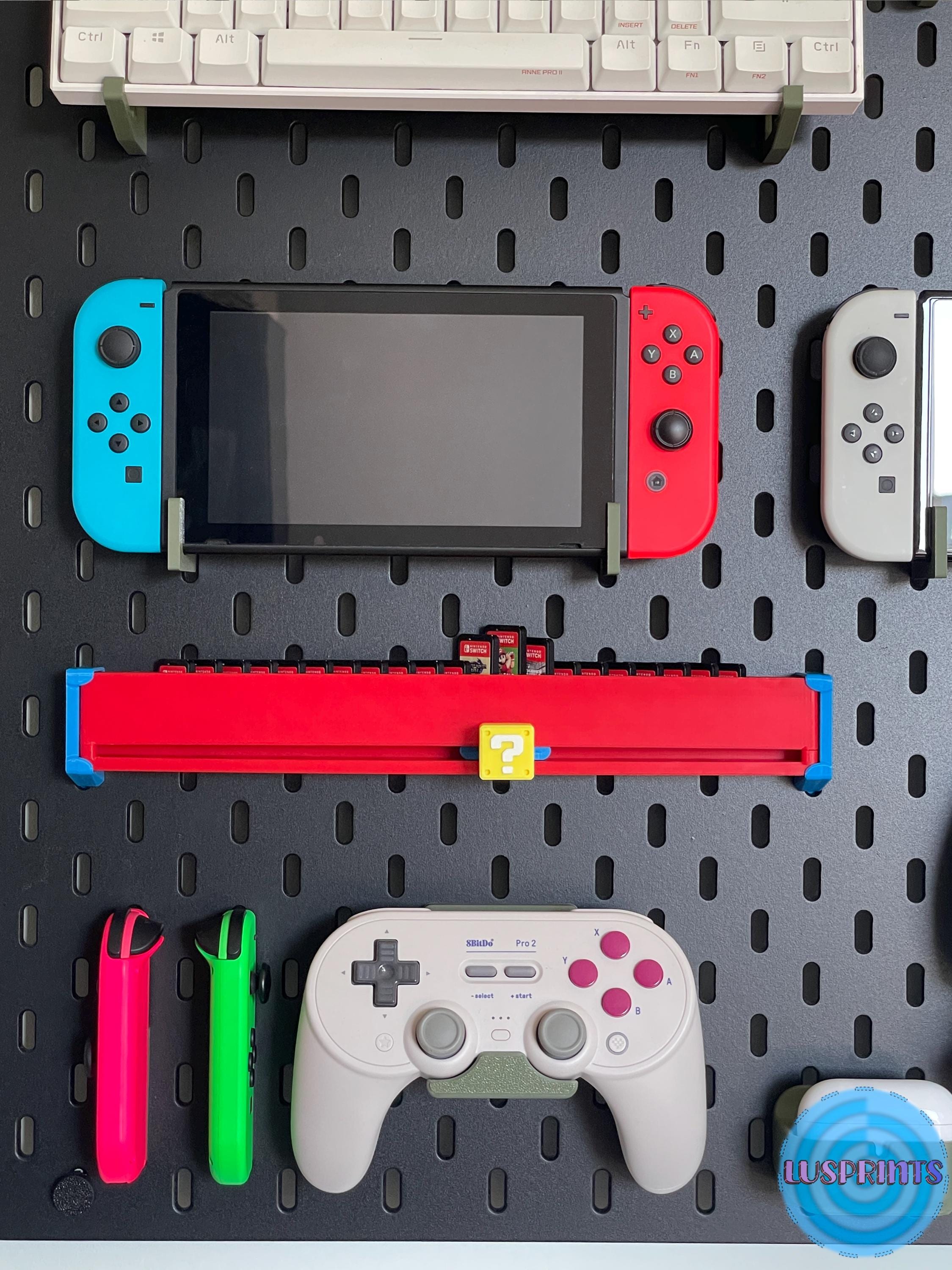 Nintendo Switch Spielhalter für IKEA SKADIS | 3D-gedruckter Cartridge Slider | Wandhalterung Gaming Deko | Switch Spiele Organizer