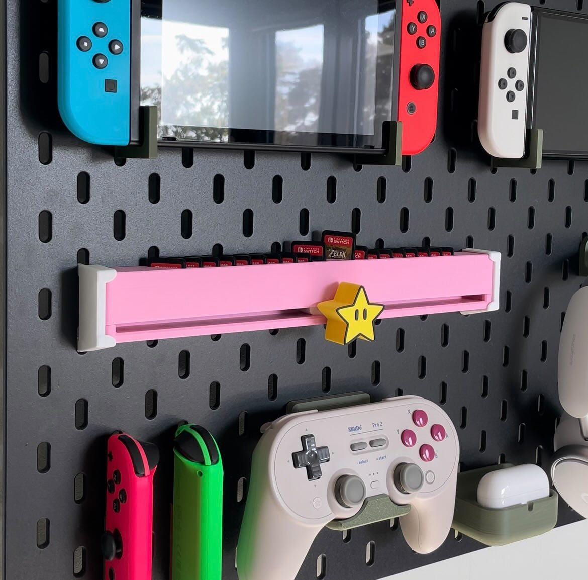 Nintendo Switch Spielhalter für IKEA SKADIS | 3D-gedruckter Cartridge Slider | Wandhalterung Gaming Deko | Switch Spiele Organizer