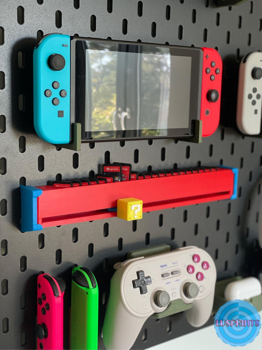 Nintendo Switch Spielhalter für IKEA SKADIS | 3D-gedruckter Cartridge Slider | Wandhalterung Gaming Deko | Switch Spiele Organizer