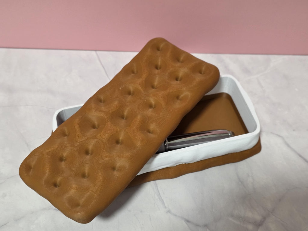 3D Keks Stiftebox – Lustiger Stiftehalter und Organizer – Candy Case – Büro Geschenk für Lehrer, Schüler, Kollegen – Handmade Deko - Printaztik