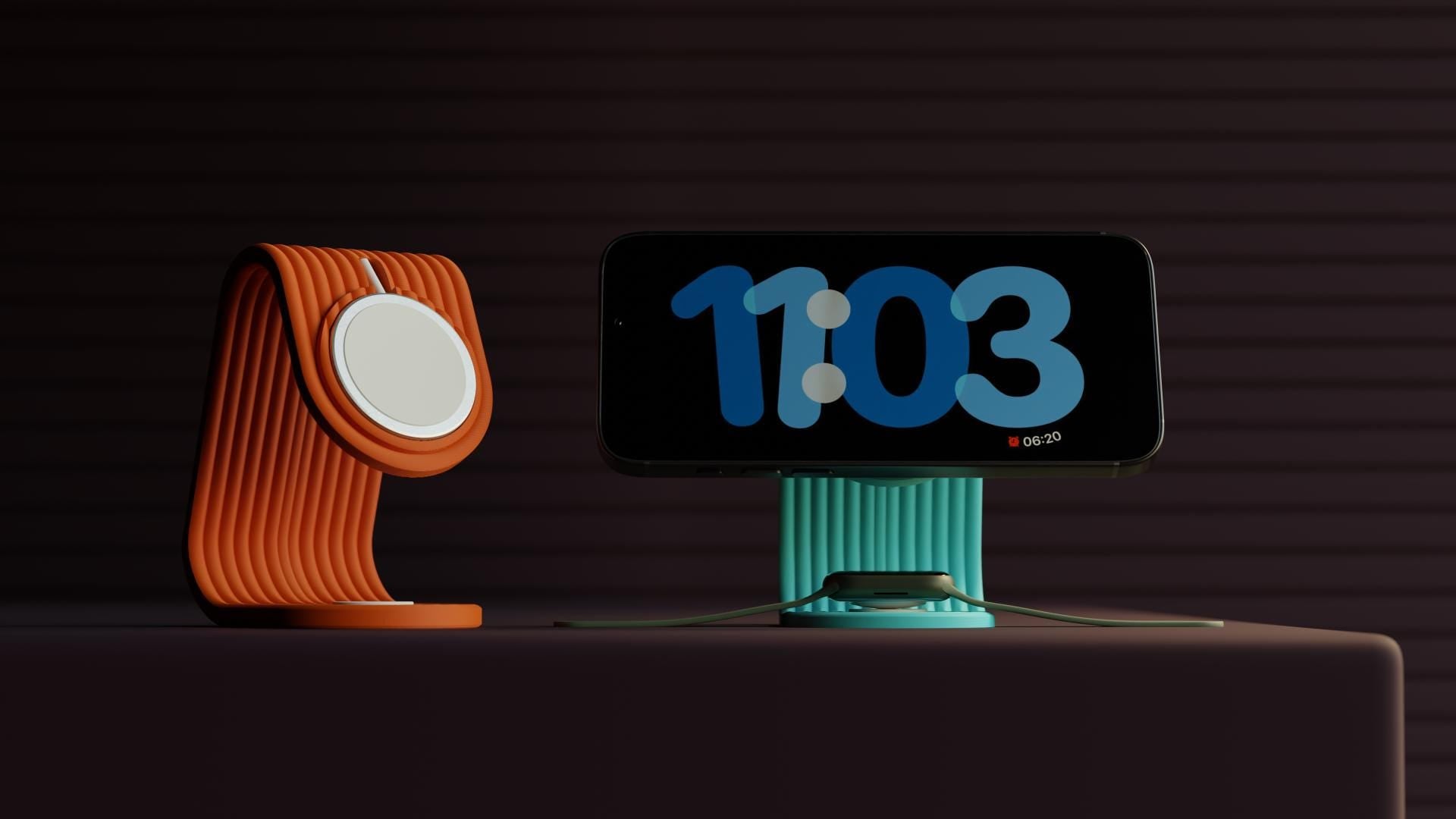 MagSafe 3-in-1 Ladeständer für iPhone, Apple Watch & AirPods | Modernes Design | Für neuen u. alten MagSafe-Puck | Handgefertigt