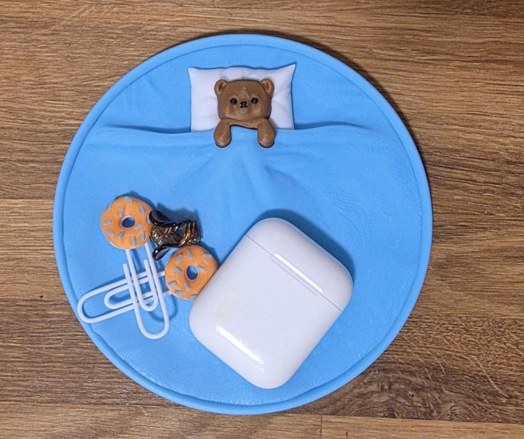 Bear Ablage – Süßes Bärchen Tablett | Kawaii Organizer Schmuck, AirPods, Schlüssel | Geschenkidee | Deko Schale für Büro & Kinderzimmer - Printaztik