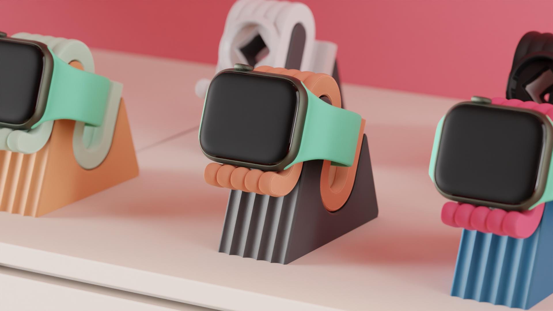 Rippel Dock Pro | Apple Watch Ladestation | Modulares 2-teiliges Design | Skulpturale Wackel-Ästhetik | Custom Farben | Handgefertigt