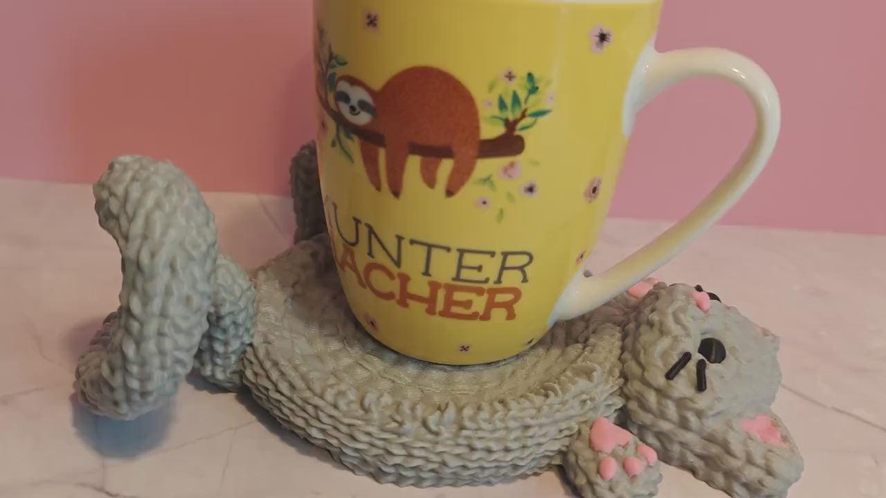 Katzen Untersetzer Tasse | Kaffe Häkel-Textur | Kawaii Deko | Cat Lover Geschenk | Glasuntersetzer Getränkeuntersetzer| Küchenhelfer